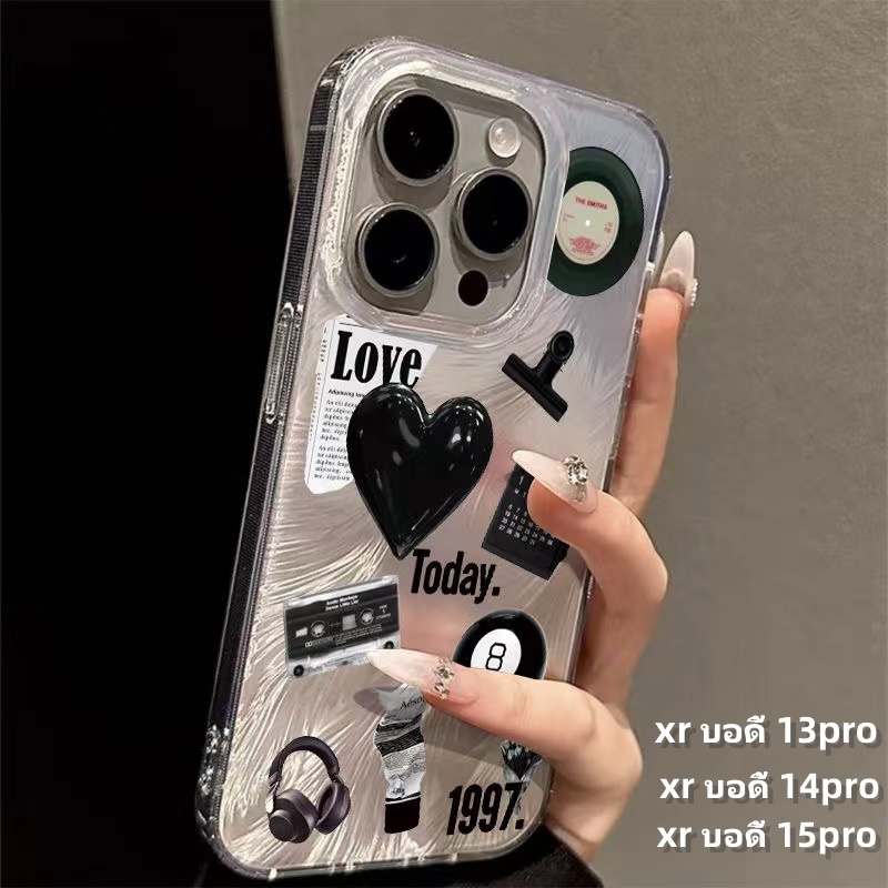 ส่งจากไทย Love heart โปร่งใส เคส for iPhone XR body 14Pro 13Pro 15Pro เคสไอโฟน Xr บอดี้ 13Pro 14pro case อ่อนนุ่ม