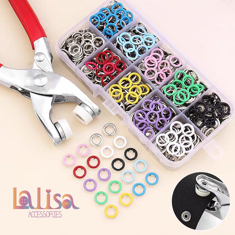 ชุดตอกพร้อมกระดุมโลหะ ชุดกระดุมแป๊ก  กระดุมโลหะ  DIY prong button with a tool (B-1-A,SY-0514)