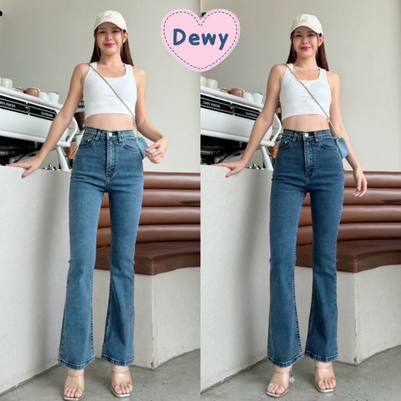 (ลดเพิ่มอีก30%ในวิดีโอ) YAM jeans | S-3XL กางเกงยีนส์เอวสูงขาม้าเล็กผ้ายืดสีฟอก #ya9784 #ya9785 Dewyjeans