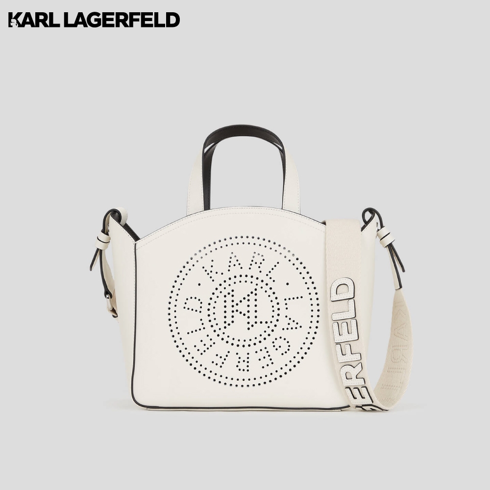 KARL LAGERFELD - K/CIRCLE PERFORATED SMALL TOTE BAG