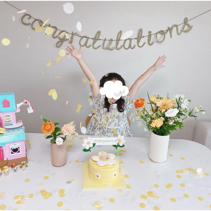 [พร้อมส่ง] ป้ายแขวนCongratulations ป้ายกากเพชร กริตเตอร์สีทอง