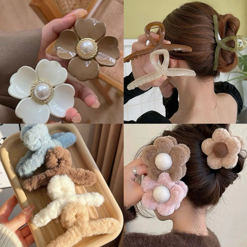 พร้อมส่ง รวมกิ๊บหนีบผมนุ่มนิ่มดอกไม้เกาหลี หนีบแน่นแข็งแรงชิ้นใหญ่