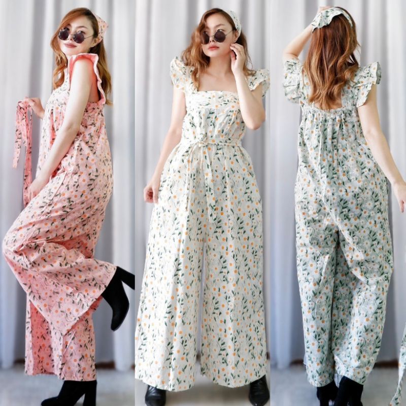 ชุดหมี  ชุด+สายผูก ผ้าฝ้าย เดซี่ จั๊มสูทขายาว ฟรีไซส์