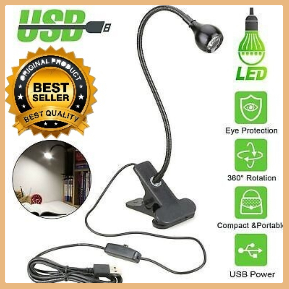 โคมไฟ LED USB แบบคลิปหนีบ ปรับองศาได้ ไม่ร้อนสบายตาไฟ3W