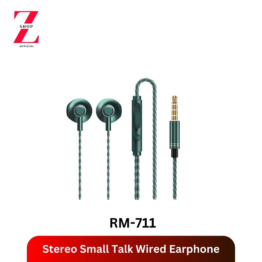 Remax หูฟัง รุ่น RM-711 Wired Earphone หูฟังสมอลทอร์ค ดีไซน์สวย สำหรับ AUX 3.5 mm.