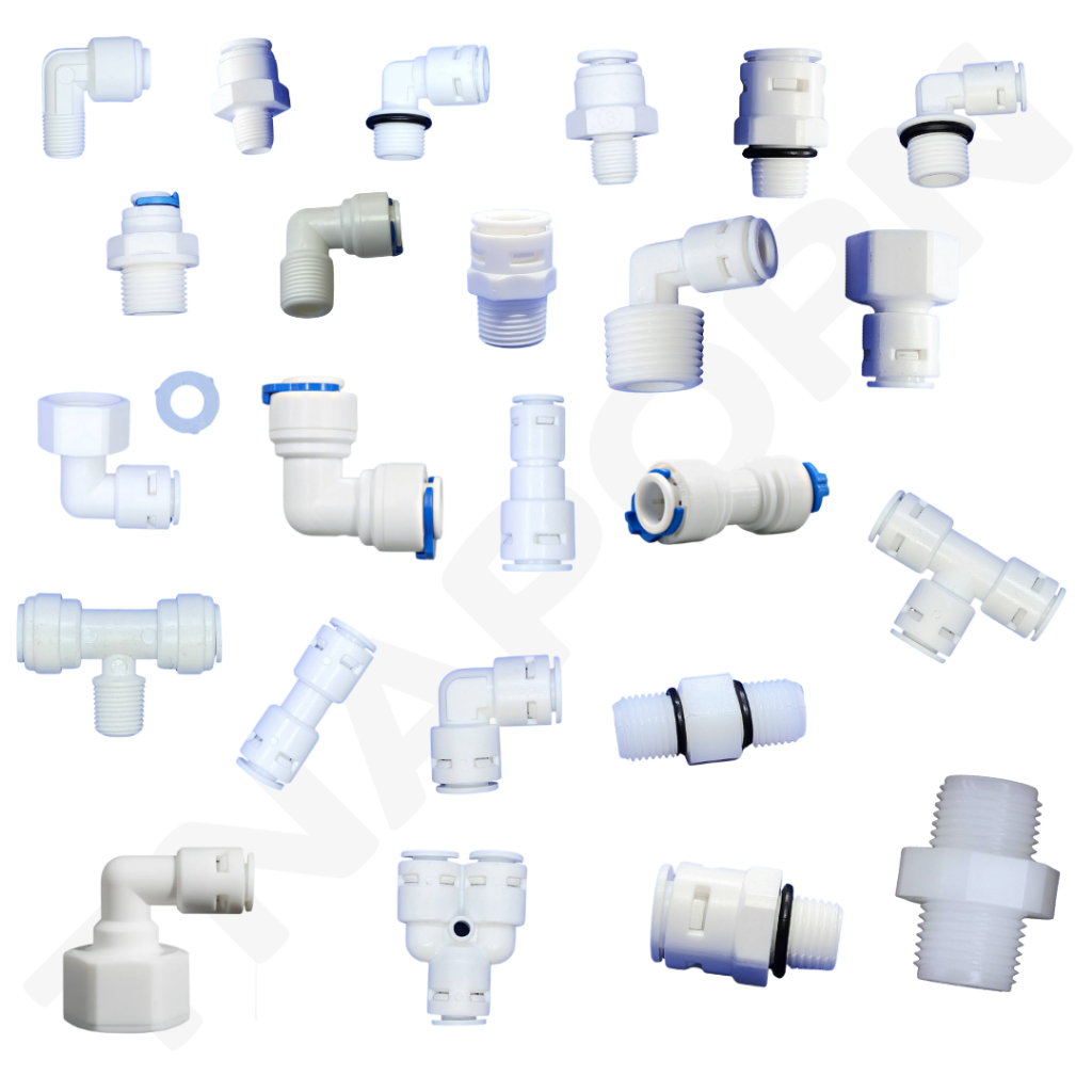 ข้อต่อ สำหรับเครื่องกรองน้ำ  ต่อสายน้ำ PE ขนาด (1/4'' 2 หุน) (3/8'' 3หุน) (1/2''4 หุน)