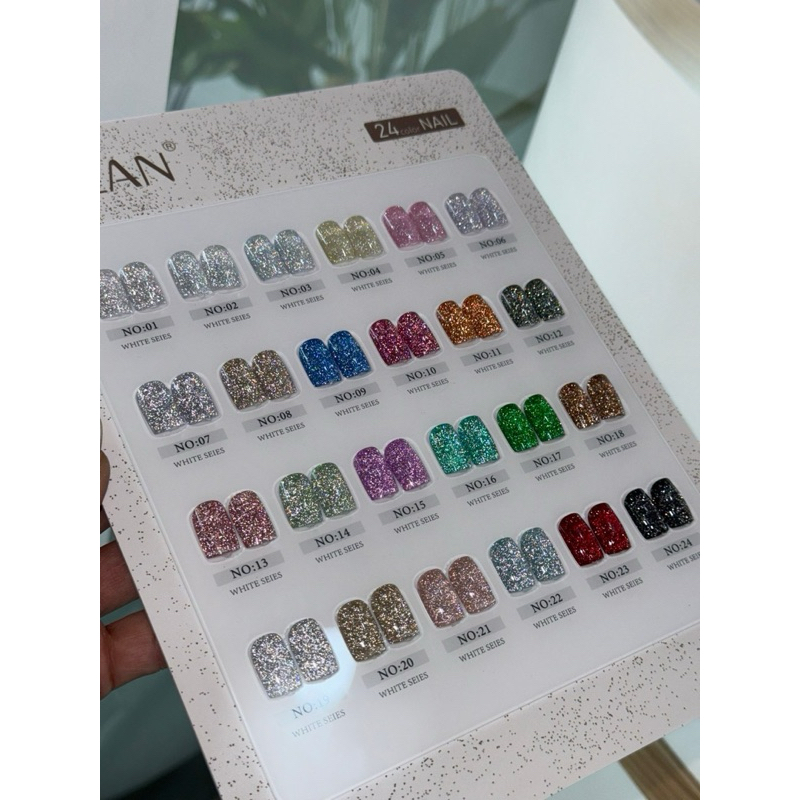 พร้อมส่ง ชุดสีแฟลช Milan Set 24 สี เนื้อสีแน่น แฟลชชัด น้องมาพร้อมชาร์ตสีอันใหญ่สวยๆ ตามภาพเลยจ้าา สีเจลแฟลช