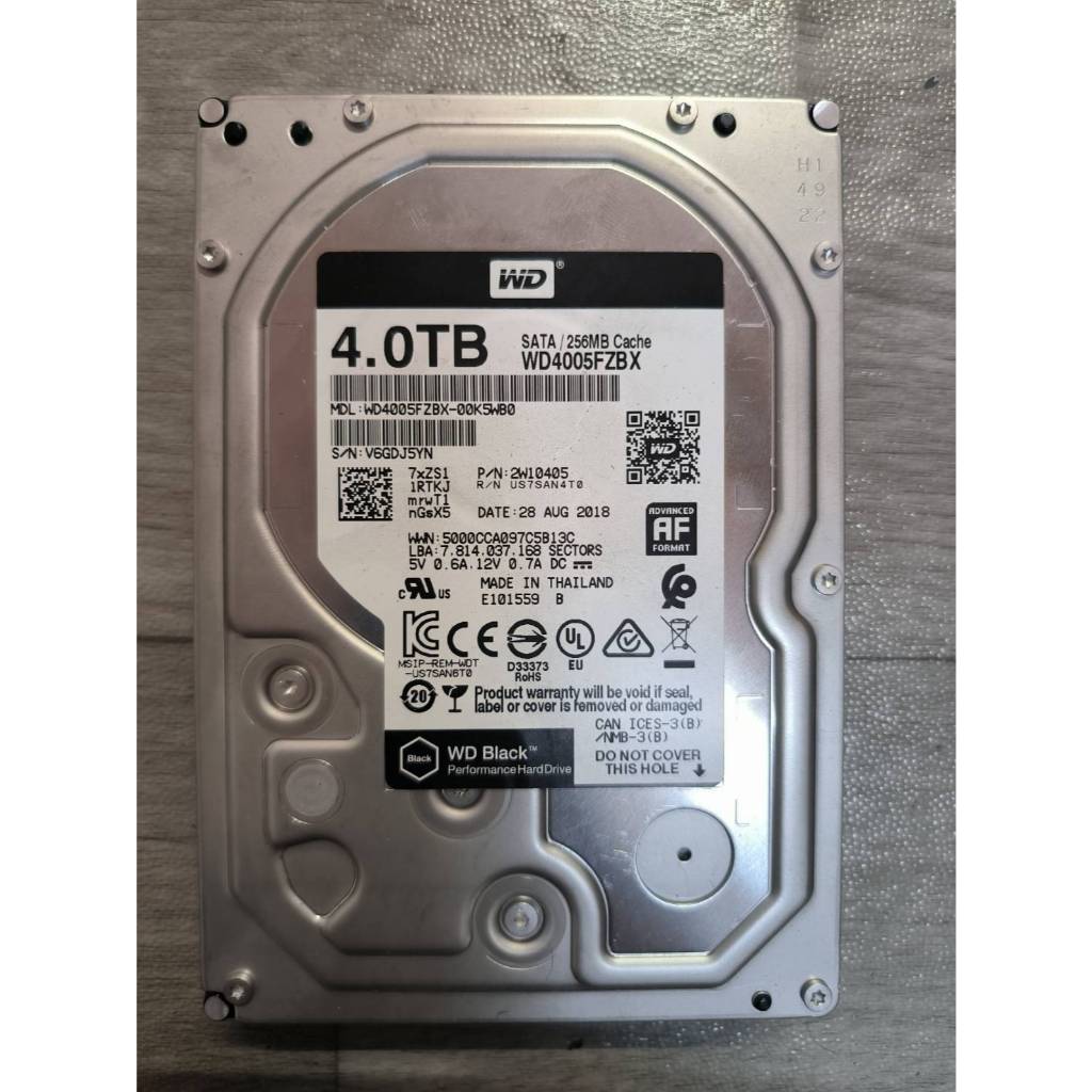 HDD WD Black SATA-III 4TB 256MB WD4005FZBX มือสอง