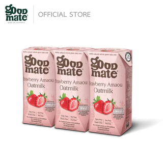 Goodmate Strawberry Oat Milk กู๊ดเมท นมโอ๊ต สูตรสตรอวเบอร์รี่ ขนาด 180 มล. (1 แพ็ค : 3 กล่อง)