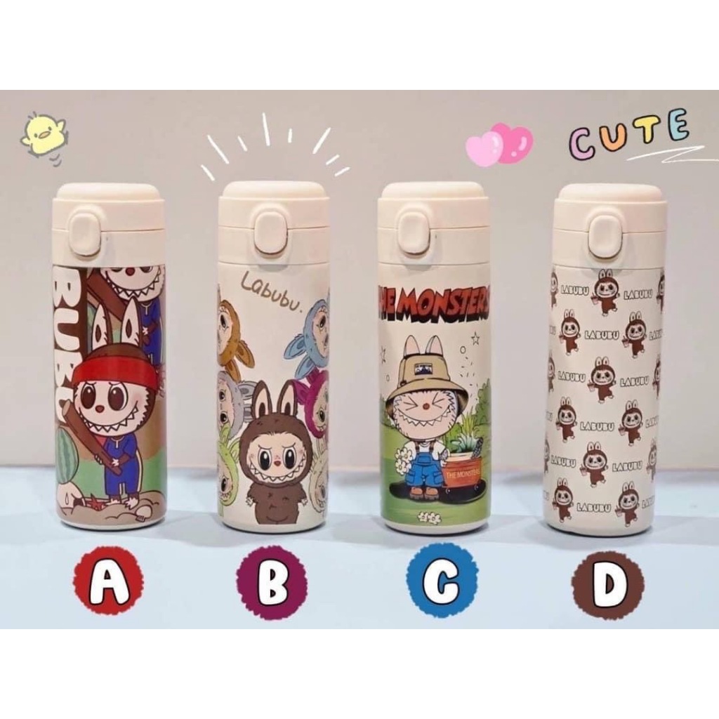 ขวดน้ำสแตนเลส เก็บความร้อน เก็บความเย็น 420ML ลายการ์ตูนน่ารักๆ พกพาสะดวก พร้อมส่ง