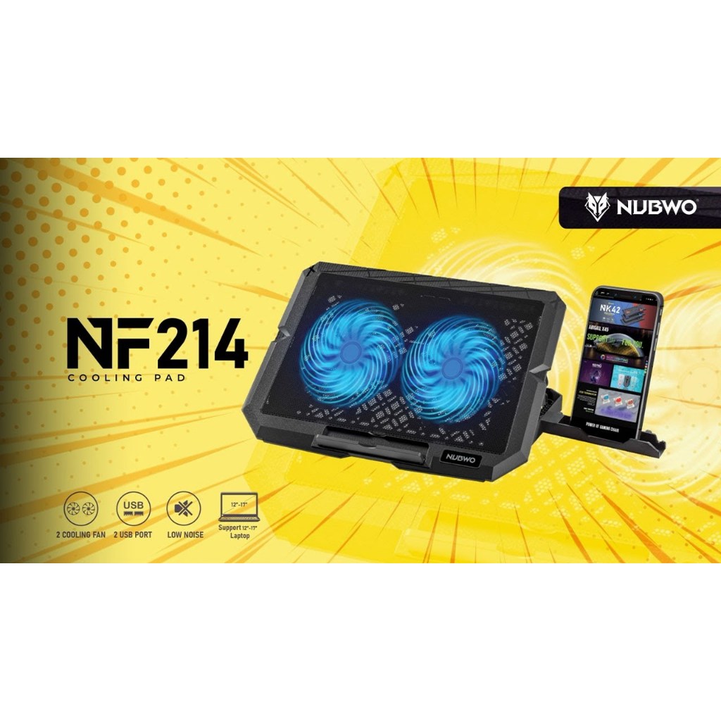 Nubwo NF214 Gaming Cooler Pad ฐานรองพัดลมระบายความร้อนโน๊ตบุ๊ค (รับประกันสินค้า 1 ปี)