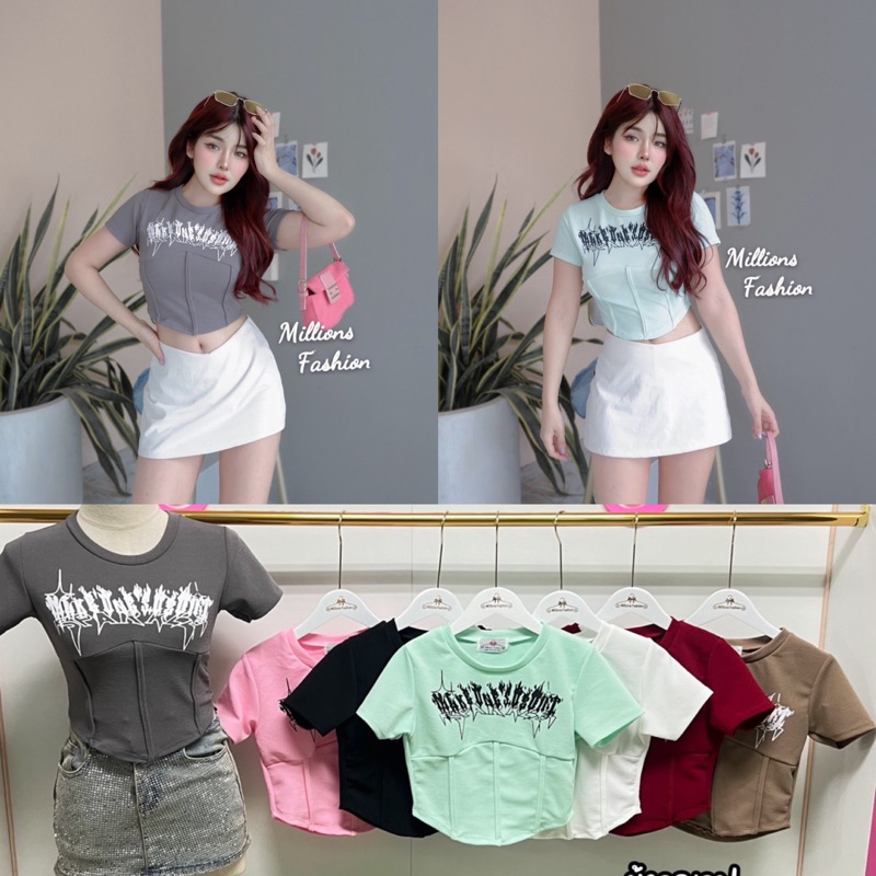 Kaidee99 เสื้อครอป คอกลม แขนสั้น สกรีนลาย ผ้าวูลเวฟ ผ้าเด้งนุ่ม ย่ดหยุ่น ใส่สบาย สวยเซ็กซี่มากๆค่ะ