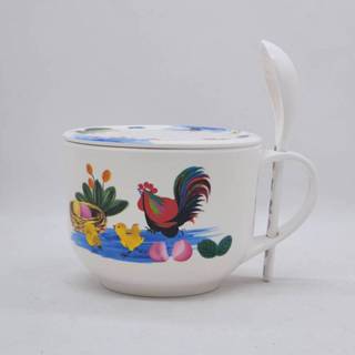 แก้วชงมาม่า แก้วใส่ธัญพืช แก้วน้ำเมลามีนพร้อมฝา+ช้อน(1ชุด) ล…