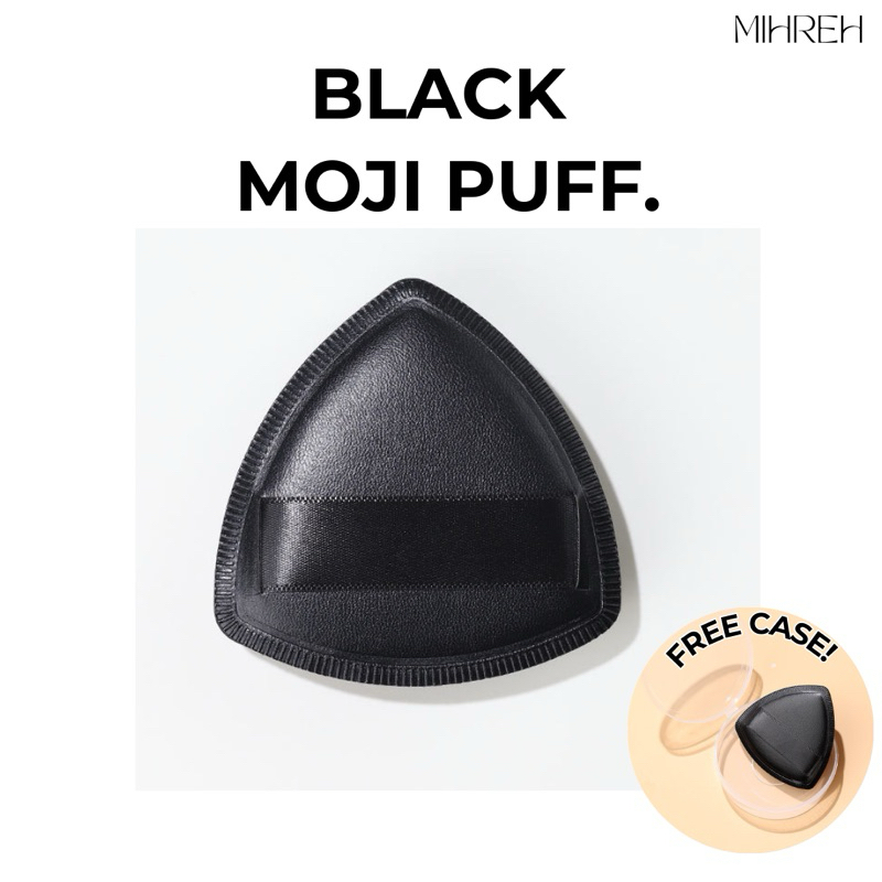 [3062] (พร้อมส่ง) Black Moji Puff พัฟนุ่มนิ่ม หนา 4 mm ไม่กินรองพื้น พร้อมที่เก็บ