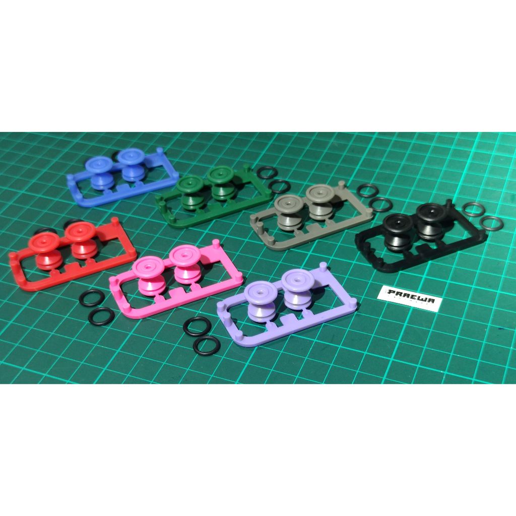 โรลเลอร์ถ้วย ขอบยาง พลาสติก 12/13mm - Low Friction Plastic Double Rollers W/Rubber Rings (13-12mm)