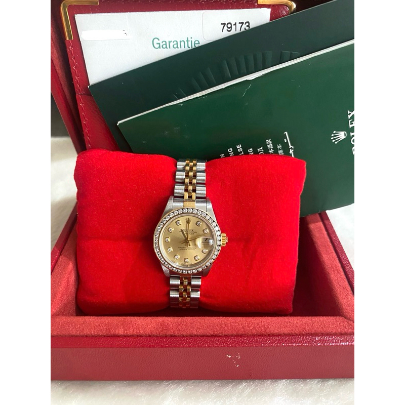 Rolex Datejust lady 79173 หน้าทอง หลักเพชร กล่องใบครบ