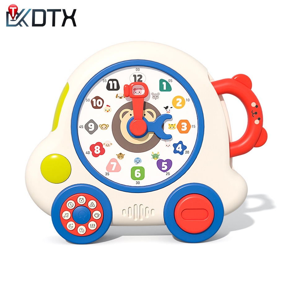 DTX รถนาฬิกาเด็ก ภาษาอังกฤษ 8หมวดหมู่ ของเล่นพัฒนาการเด็ก ของเล่นเด็ก แนะนำ1.5ปีขึ้นไป มีเสียงมีไฟ เสริมทักษะ การฝึกนิ้ว