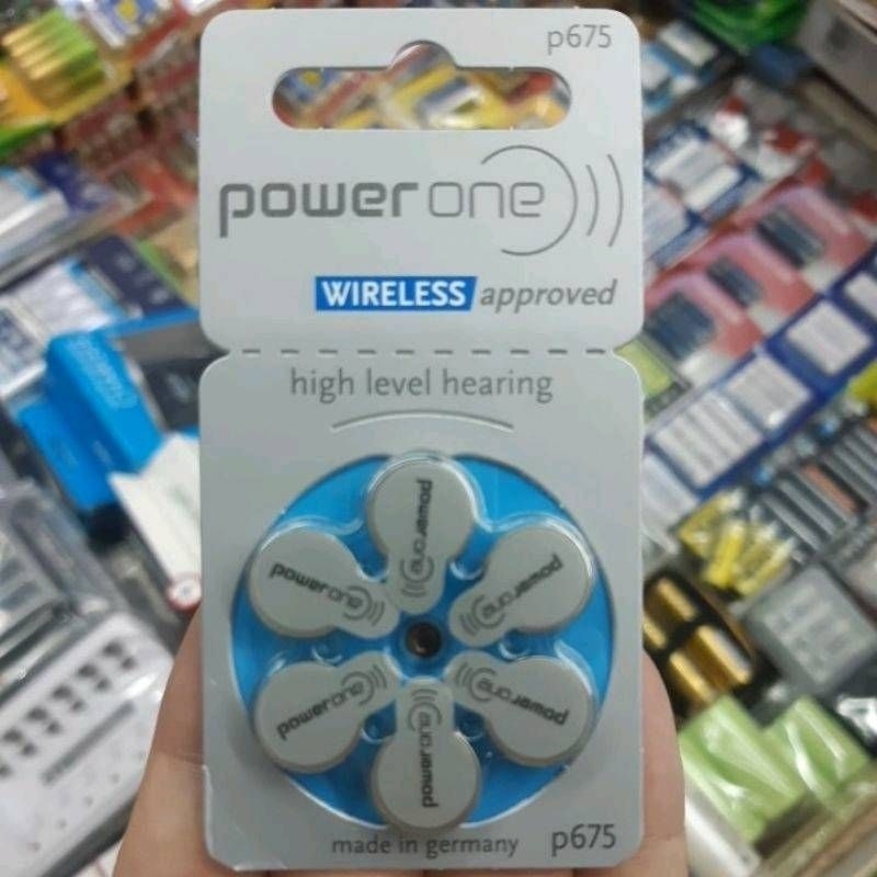ถ่านเครื่องช่วยฟัง Power One P675 Wireless Approved A675, ZA675, PR44 แพค6ก้อน 1.45V ของแท้ Made in 