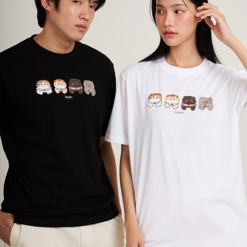 korulu Four Cats #2 | Basic T-Shirt เสื้อยืดสกรีนลาย คอตตอน Cotton USA นู๊มมม ทน สู้ทุกความร้อน
