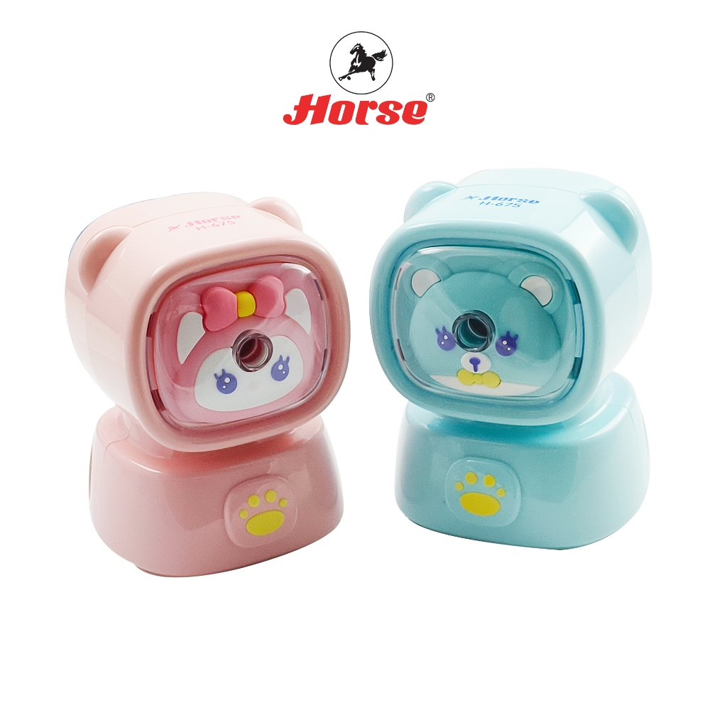 Horse (ตราม้า)เครื่องเหลาดินสด ลายการ์ตูน  สีพาสเทล H-675 ตราม้า จำนวน 1 เครื่อง/ คละสี