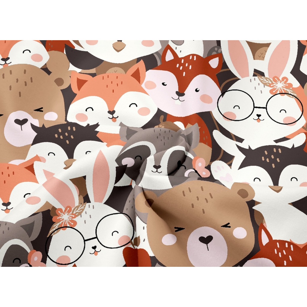 ผ้าาคอตตอน 100% คอตตอนทอทวิล ลาย big animals ลาย small animals