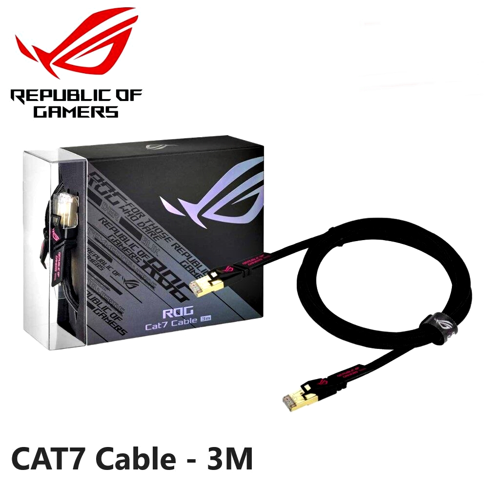 สายแลน ASUS ROG CAT7 Cable Network LAN Cat7 Ethernet Cable 3M. รองรับแบนด์วิดท์ถึง 600 MHz ความเร็วสูงสุด 10 Gbps