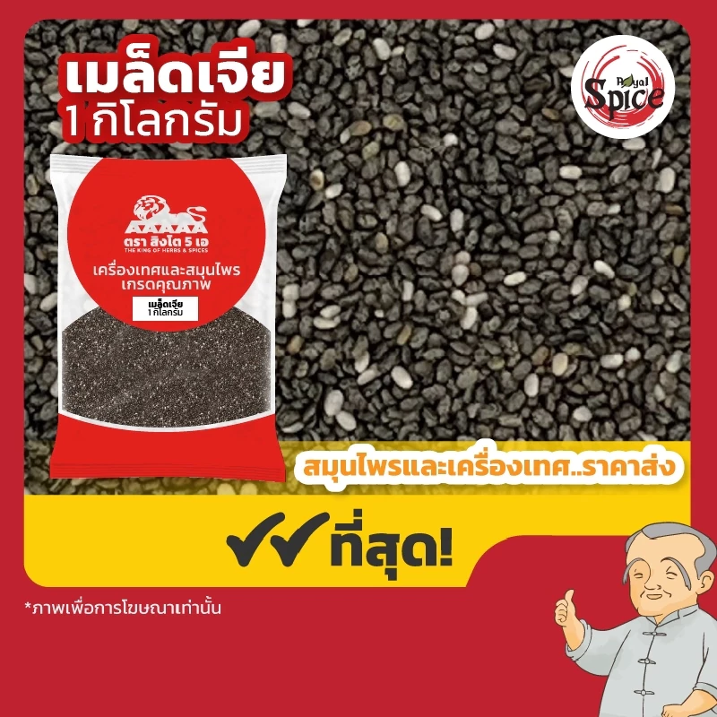 เมล็ดเจีย เมล็ดเชียคัดเบอร์1 ขนาด 250 กรัม/1 กิโลกรัม