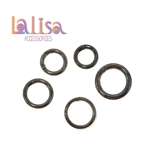 ตะขอกลม ห่วงสปริงพวงกุญแจ ตะขอข้อต่อสายกระเป๋า ห่วงกลมแบบสปริง Alloy O ring (E-2-J,QN-201)