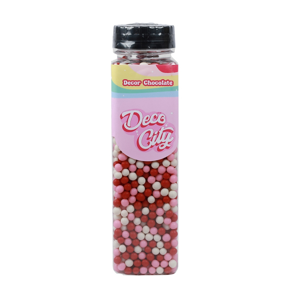 Chococity ข้าวพองเคลือบช็อกโกแลต สี Love Mix Rice Crispies สำหรับตกแต่งเค้กและเครื่องดื่ม กระปุกใหญ่สุดคุ้ม 150 กรัม