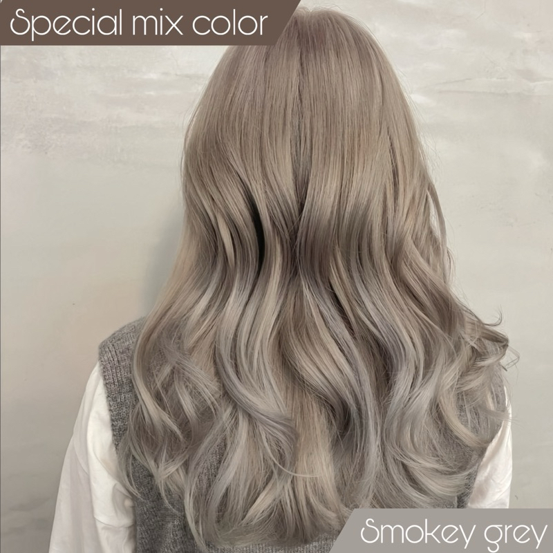 🌪️Smokey grey. เทาควันบุหรี่ (พื้นผมระดับ10) Special mix color (48+71)