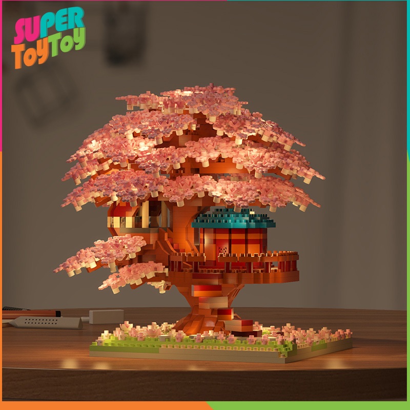 ตัวต่อ บ้านต้นไม้ ดอกไม้ ตัวต่อต้นซากุระ บ้านต้นซากุระ 2229ชิ้น ของเล่น ของขวัญวันเกิด
