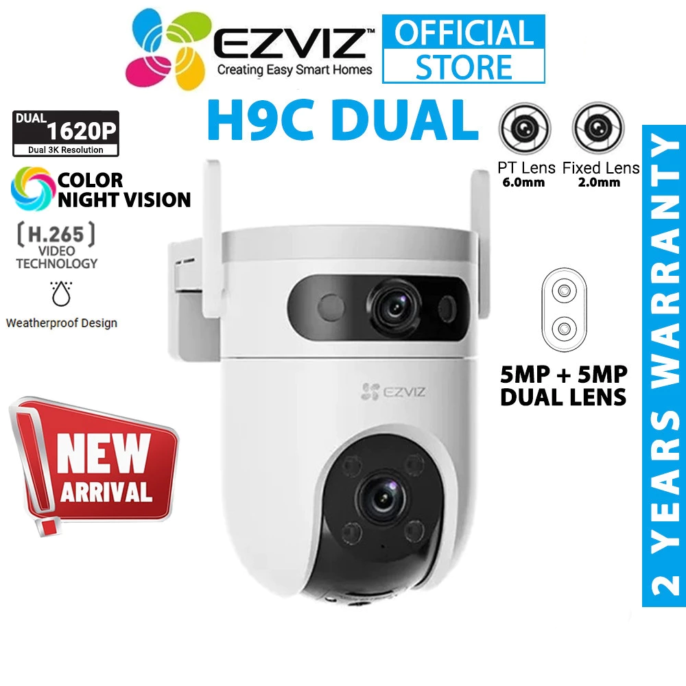 ⚡️กล้องวงจรปิดไร้สาย⚡️EZVIZ รุ่น H9C H90 Dual 3K & 3K Dual-Lens Pan & Tilt Wi-Fi Camera การติดตามอัตโนมัติ มุมมอง 360°