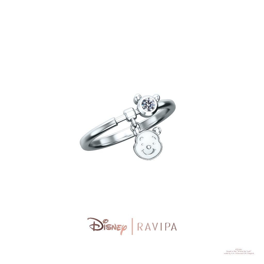 Ravipa | Silver Winnie the Pooh Mini Signature Ring  (CZ Diamond)