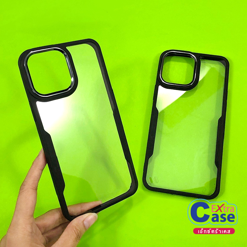 เคสใส PC สำหรับ รุ่นเรียวมี/Realme C3 C11(2021) C12 C15 C20 C30 C30s C21Y C25 C35 ขอบนิ่มสีดำหลังแข็ง ขอบเลนส์กล้องเงา