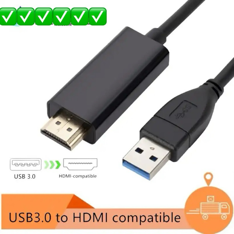USB เป็นหัวแปลงสัญญาณ HDMI สำหรับจอหลายจอ1080P USB 3.0เป็น HDMI แปลงวิดีโอสำหรับ Windows xp/ 7/8/10 PC แล็ปท็อปHDTV 1.2m