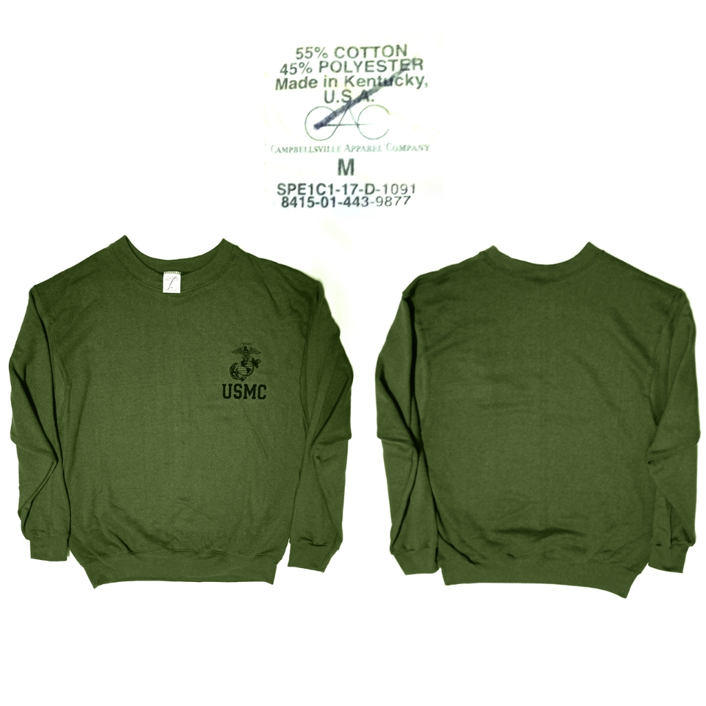 F014 เสื้อสเวตเตอร์ทหารนาวิกโยธินสหรัฐ USMC สีเขียว Sweatshirt Green USMC ( USA.)