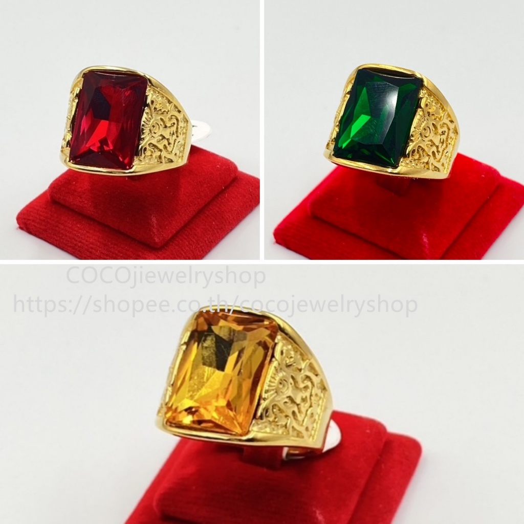 แหวนสแตนเลสแท้ แหวนพลอย แหวนพลอยสำหรับรับผู้ชายผู้หญิง 18k ไม่ลอกไม่ดำ