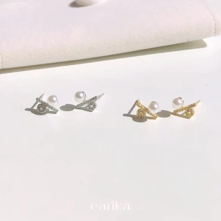 earika.earrings - white pearl stud collection รวมต่างหูแป้นไข่มุกขาวขนาดเล็กก้านเงินแท้ชุบทองคำขาว ผิวแพ้ง่ายใส่ได้