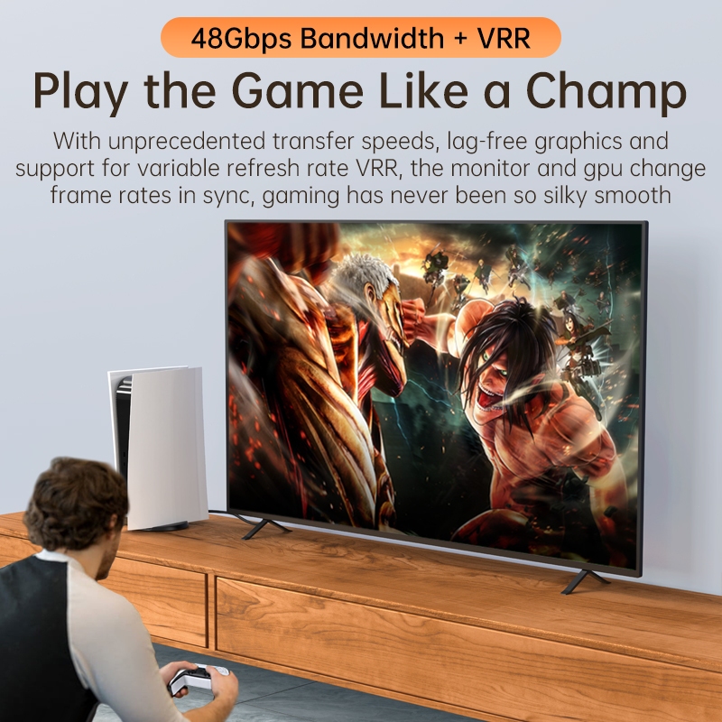 Seamwi สายเคเบิล HDMI 2.1 8K/60Hz Cable อลูมิเนียมอัลลอยด์ HD 48Gbps support HDR VRR สำหรับแล็ปท็อป - รูปที่ 6