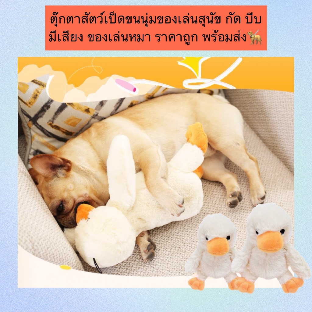 AL-1163 ตุ๊กตาสัตว์เป็ดขนนุ่มของเล่นสุนัข กัด บีบ มีเสียง ของเล่นหมา ราคาถูก พร้อมส่ง🦮