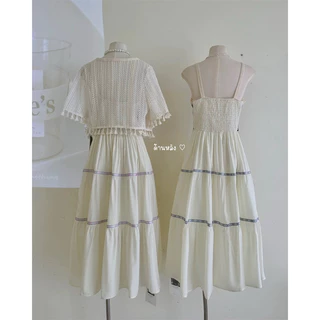 Mookrinstyle • เดรสถักอกกระโปรงยาว ชุดไปทะเลสวยๆ มี 3 สี ใส่เดินชายหาด Bohemians dress