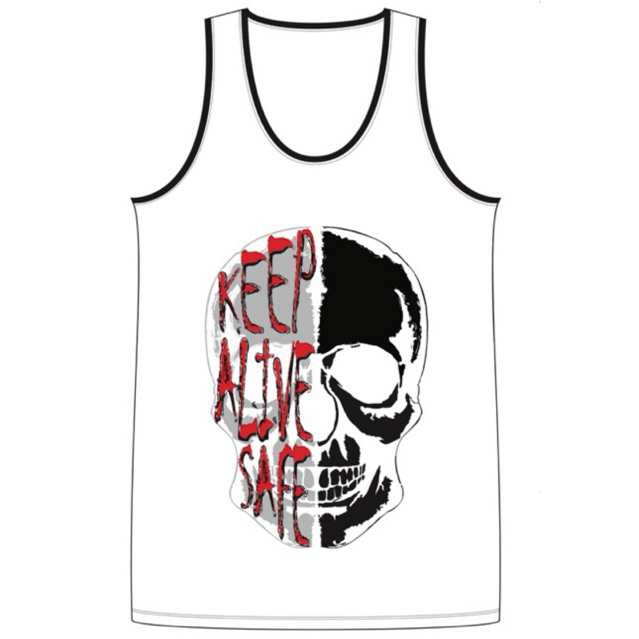 เสื้อกล้าม พิมพ์ KEEP ALIVE SAVE แดง
