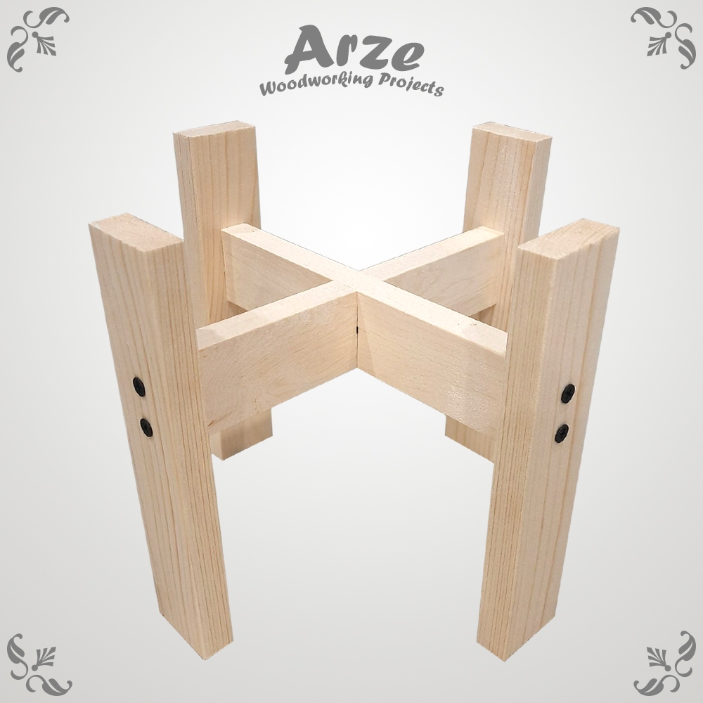 ขาตั้งกระถางต้นไม้ ที่วางกระถาง มินิมอล ขาเหลี่ยม ทำจากไม้สนนอก