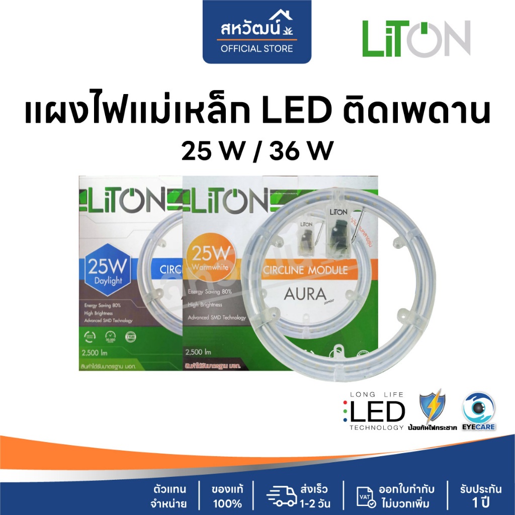 LiTON โคมไฟติดเพดาน ไฟเพดาน แผงแม่เหล็ก LED แผงไฟเพดาน แผงไฟแม่เหล็ก LED 25W / 36W