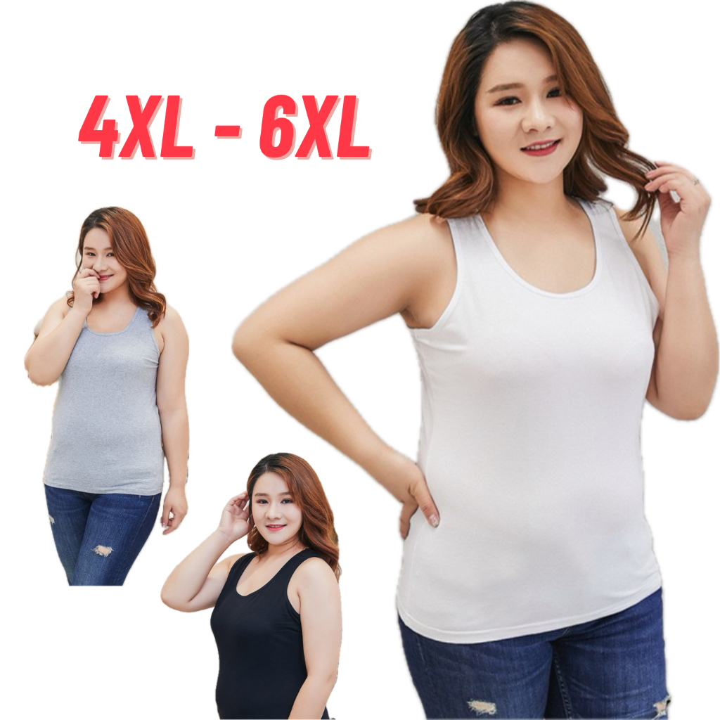 เสื้อกล้ามสาวอวบ เสื้อผ้าสาวอวบ 4XL-6XL ไซส์ใหญ่ พลัสไซส์ เสื้อซับใน เสื้อผ้าสาวอวบ
