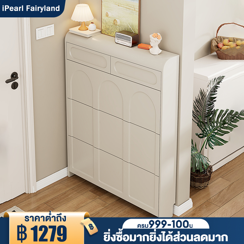 iF ตู้รองเท้า 100/80/50cm ตู้เก็บรองเท้า ตู้บางเฉียบ พื้นที่เก็บข้อมูลขนาดใหญ่ กันฝุ่นและกันน้ำ ทนทาน