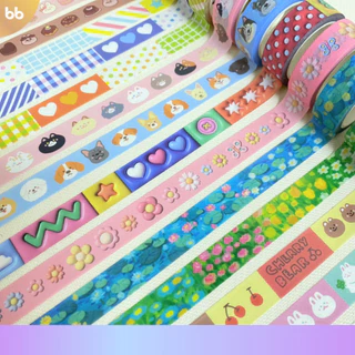 Washi Tape 15mm. x 10m. วาชิเทป No.1 - 20 🐶🐱⛅🌸🪷✨ เทปกระดาษ เทปน่ารัก ตกแต่งสมุด