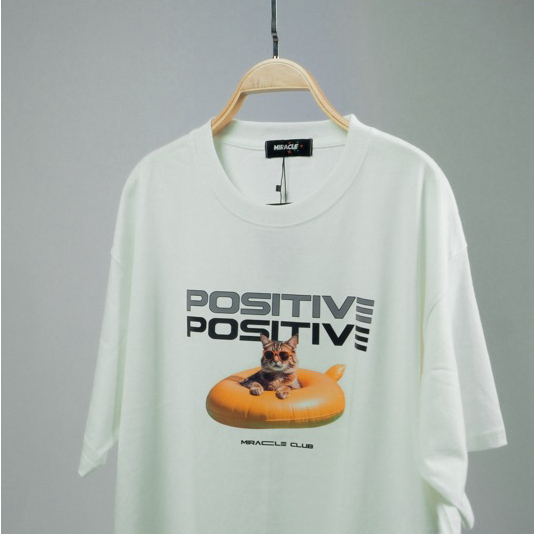 MIRACLE | เสื้อยืด Oversize อก48”ผ้า Cotton Heavy Premium ลาย Cat positive - 388