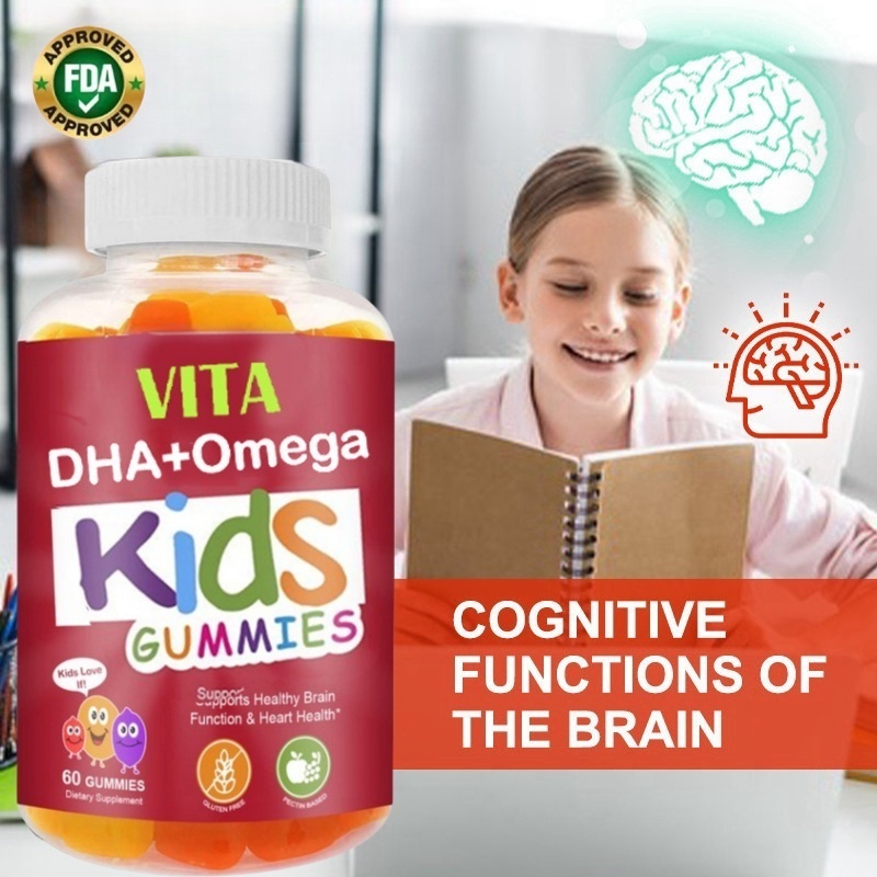 VITA DHAฟิวดอน ข้อเสนอพิเศษ รวยใน DHA สาหร่าย วิตามิน ช่วยให้เด็กปรับปรุงสมองของพวกเขา DHA GUMMIES