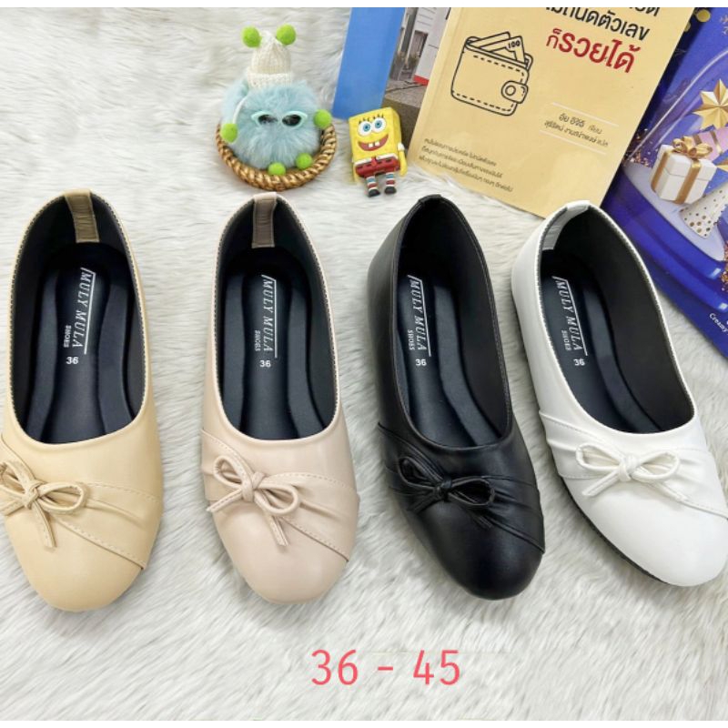 🔥รองเท้าคัทชู ไซส์.36 - 45 #ดีไซน์คาดโบว์เอียงข้าง...พร้อมส่ง✅